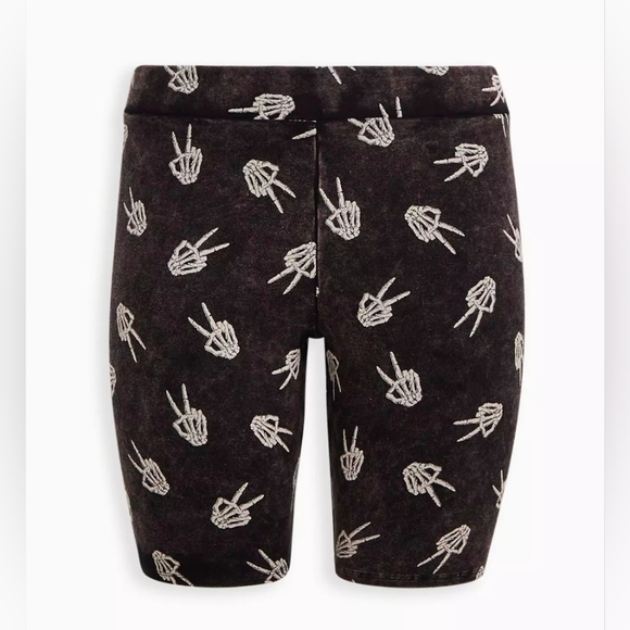 torrid Pants - Torrid LoveSick Peace Skeleton - Black Wash Bike Short Large
